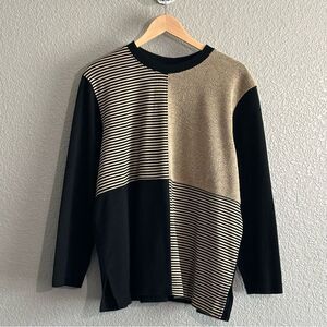 Vtg Patterned Sweater Long Sleeve Sz XL Stripe Terry Checker Square Color Block